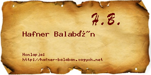 Hafner Balabán névjegykártya